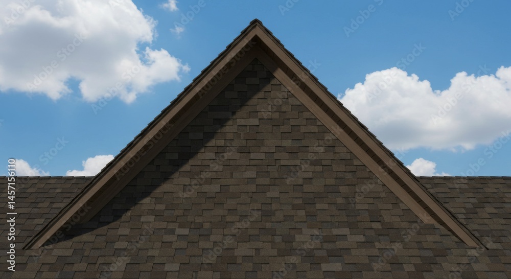 Dark Brown Shingle Roof with Gable and Blue Sky Dark Brown Shingle Roof with Gable and Blue Sky