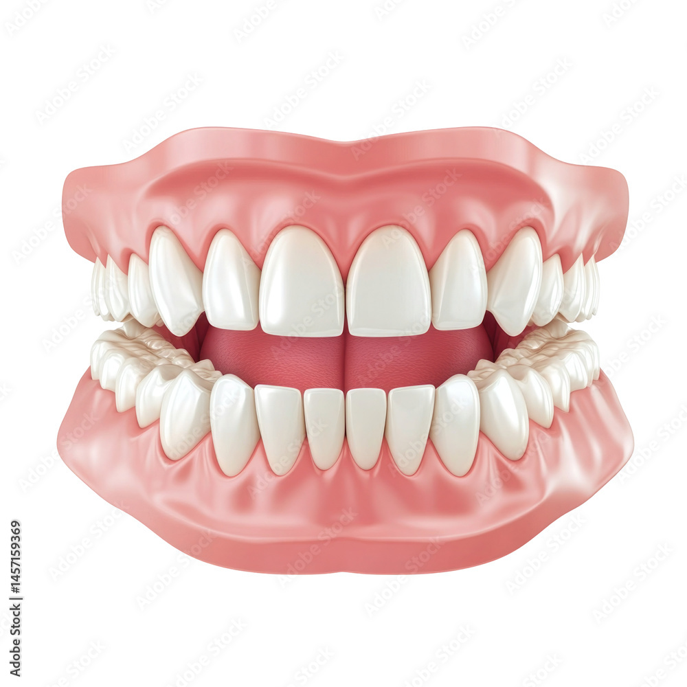 Realistic 3D Model of Human Teeth and Gums for Dental Education and Illustration on transparent background Realistic 3D Model of Human Teeth and Gums for Dental Education and Illustration on transparent background