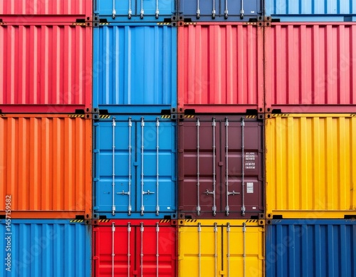 Colorful Stack of Shipping Containers Global Trade Logistics Import Export Industry