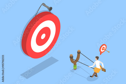 3D Isometric Flat Vector Illustration of Business Success, Concept Of A Businessman Ready To Launch