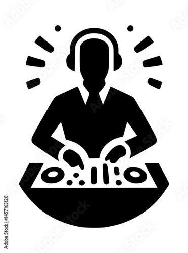Disc Jockey Music Logo in Black Vector