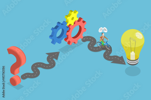 3D Isometric Flat Vector Illustration of Soving a Problem, Asking Questions And Finding Solutions In Business