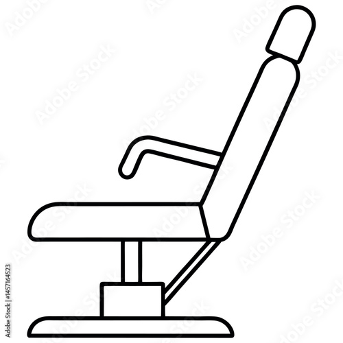 Dental chair side view in line art style – white background equipment graphic