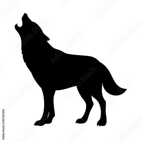 A powerful, dynamic silhouette of a wolf in motion.