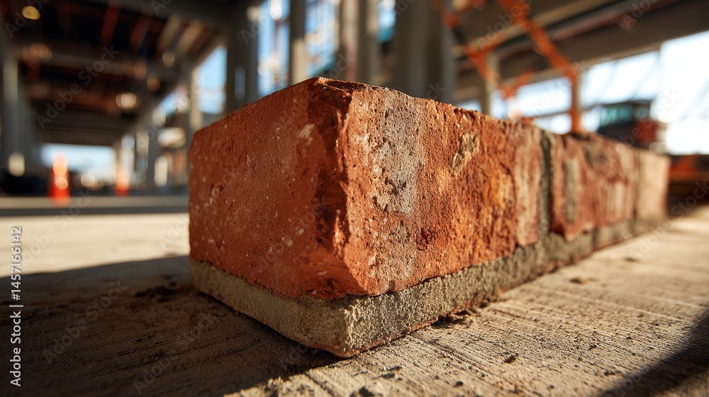 Fototapeta premium Single brick in industrial construction site