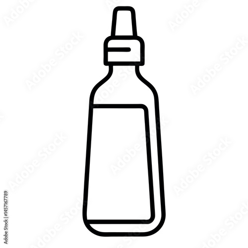 Black stroke drawing of mouthwash – line art hygiene product on white