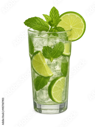 mojito cocktail isolated on white transparent background. AI Generated