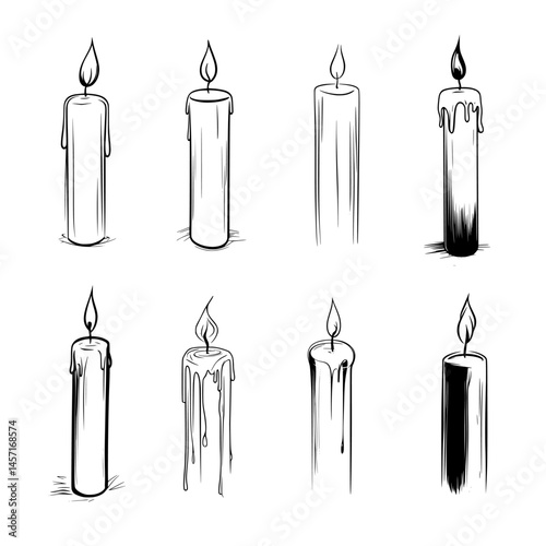 Minimalist black and white logo of a classic upright candle with a gentle flame and soft wax drips, subtly shaded in pastels on white, evoking warmth, serenity, and peaceful illumination.