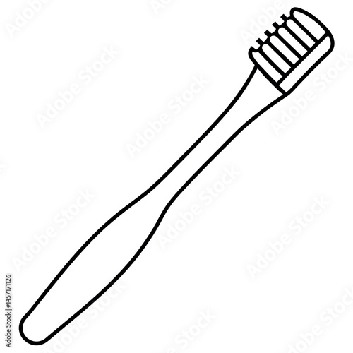 Line art vector icon of a toothbrush – clean black outline on white background