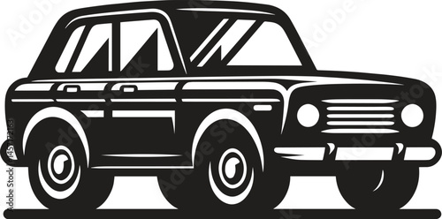 Vintage car black silhouette vector illustration isolated on white background
