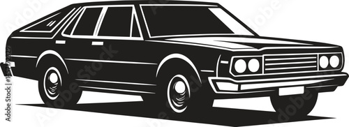 Vintage car black silhouette vector illustration isolated on white background

