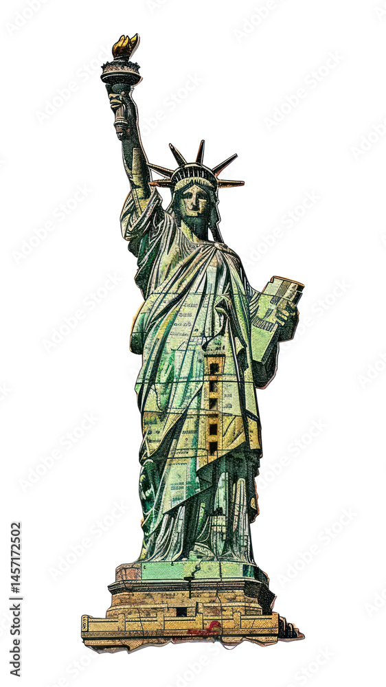 Fototapeta premium PNG Statue of Liberty shape collage cutouts statue landmark liberty.