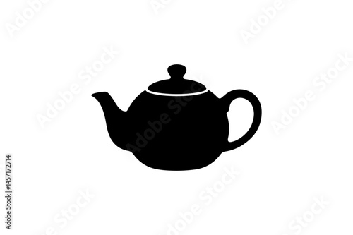 Black silhouette of a teapot with a handle and spout