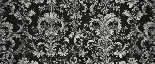 Classic black & white damask  Intricate floral scrolls & swirls , pattern, intricate