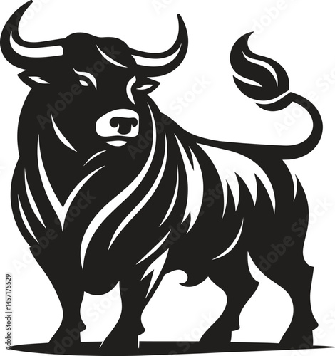 Giant bull black silhouette vector illustration isolated on white background
