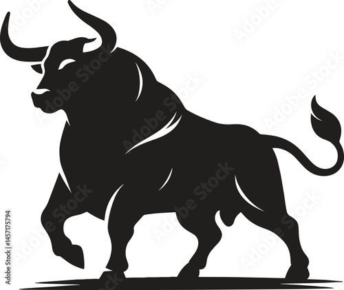 Giant bull black silhouette vector illustration isolated on white background