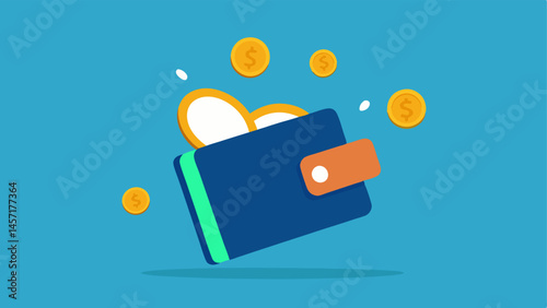 Empty Wallet An open wallet with flying bills and coins illustrating financial uncertainty and the associated stress and anxiety that come with economic crises.