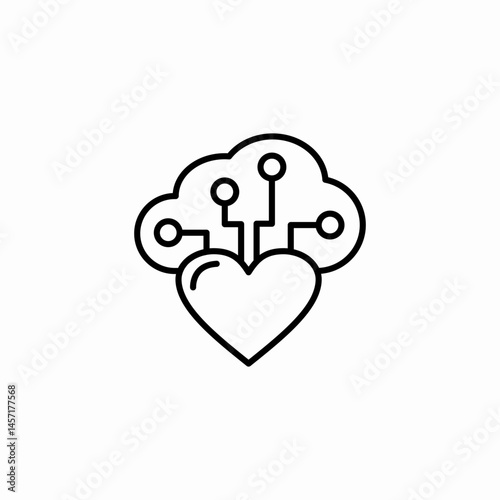 brain heart icon sign vector