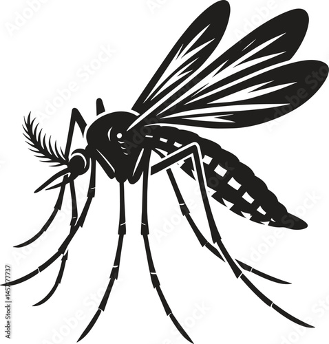 Mosquito black silhouette vector illustration isolated on white background