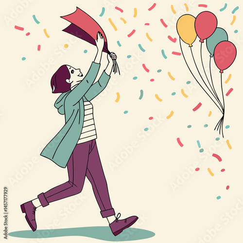 Celebrating New Homeowner with Keys, Balloons, and Confetti Art