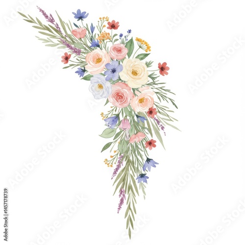 Pastel Watercolor Floral Bouquet Arrangement