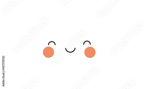 A whimsical white cloud with a cheerful expression, rosy cheeks, and a simple, happy smile, radiating warmth and friendliness.