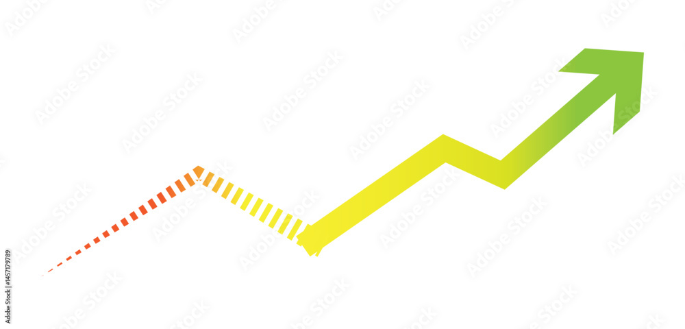 Gradient arrow growth chart vector