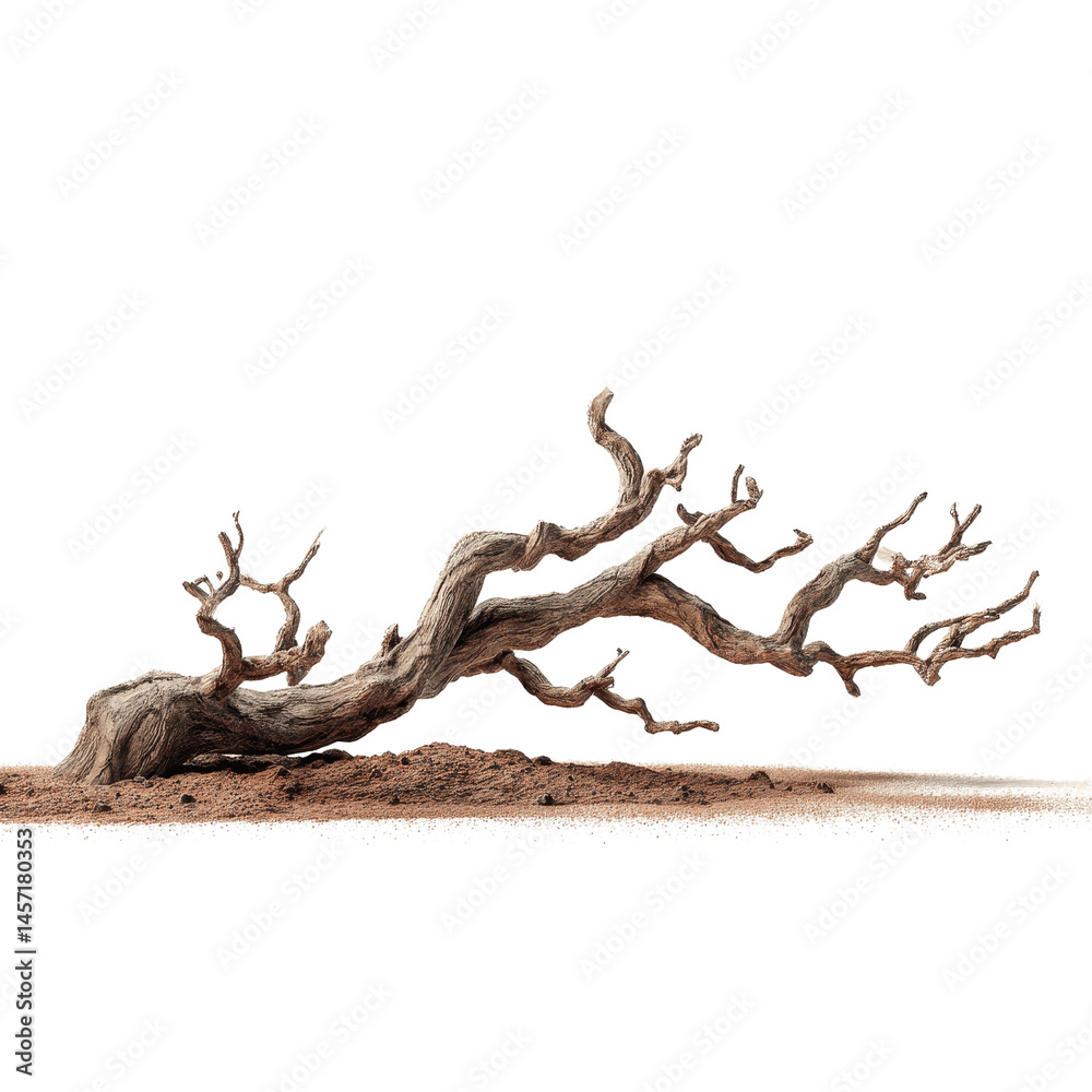 Fallen Tree Branch Isolated on White Transparent background - Dried, Weathered Wood Texture Fallen Tree Branch Isolated on White Transparent background - Dried, Weathered Wood Texture