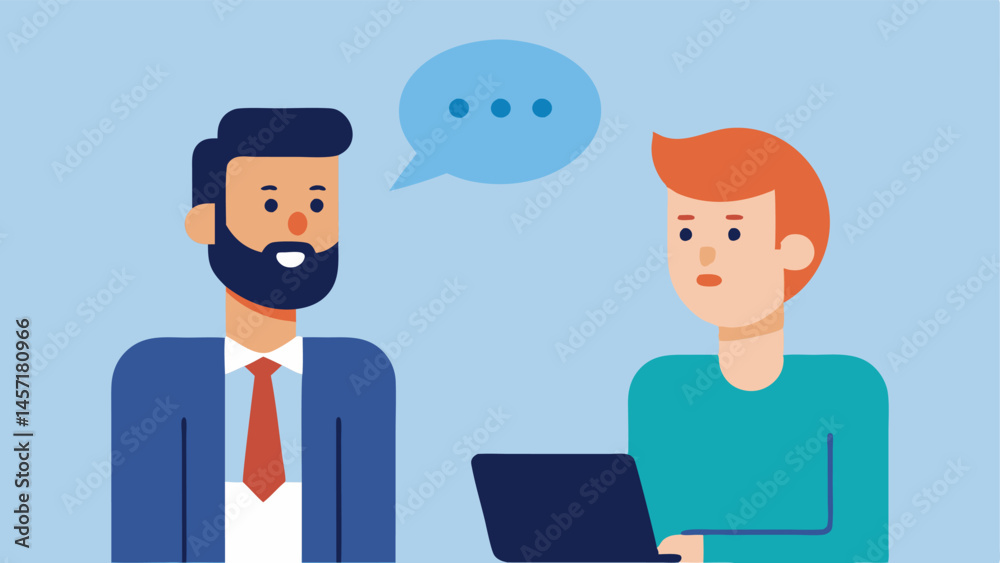 Fototapeta premium Bystander Intervention A male employee witnessing an comment from one colleague to another and stepping in to intervene while looking determined.