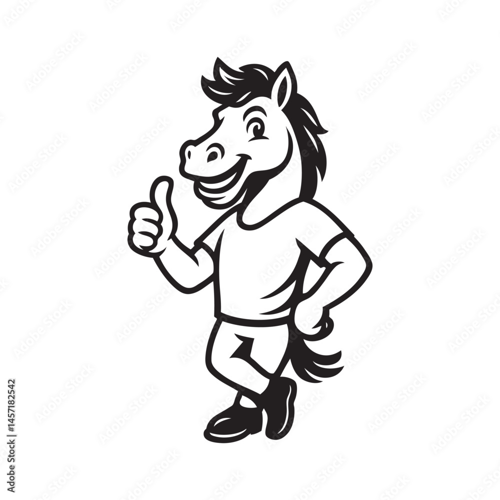 Fototapeta premium smiling horse mascot giving thumbs up