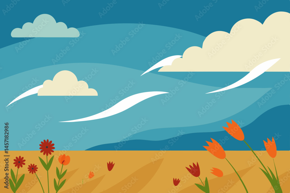 Fototapeta premium summer landscape with mountains and sea