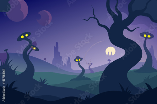 halloween background with bats and moon