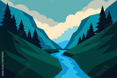 mountain landscape with mountains and clouds