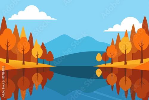 autumn landscape with lake