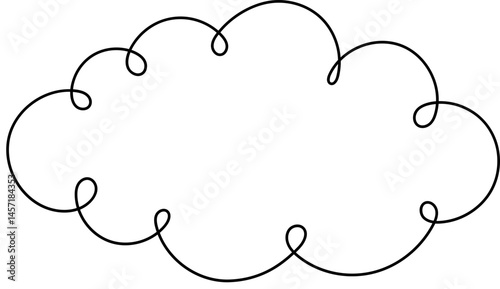 Stylized cloud illustration with a whimsical outline and a fluffy shape against a black background evoking a dreamy and playful feel.
