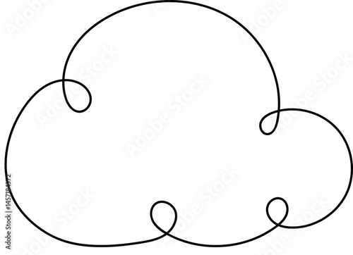 Whimsical cloud with continuous line art, ideal for weather icons or creative projects. Its simple design is playful and elegant.