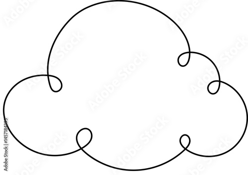 Stylized white cloud icon with playful curly edges. A simple, clean graphic suitable for weather concepts, data, or design elements.