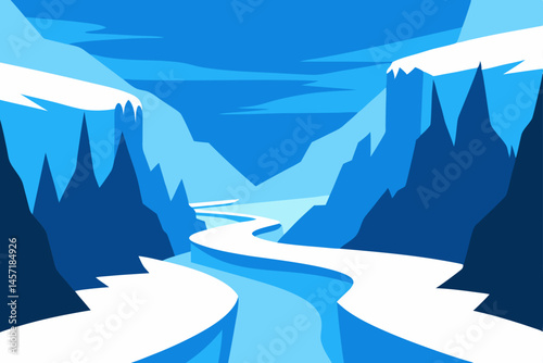 winter mountain landscape with snow