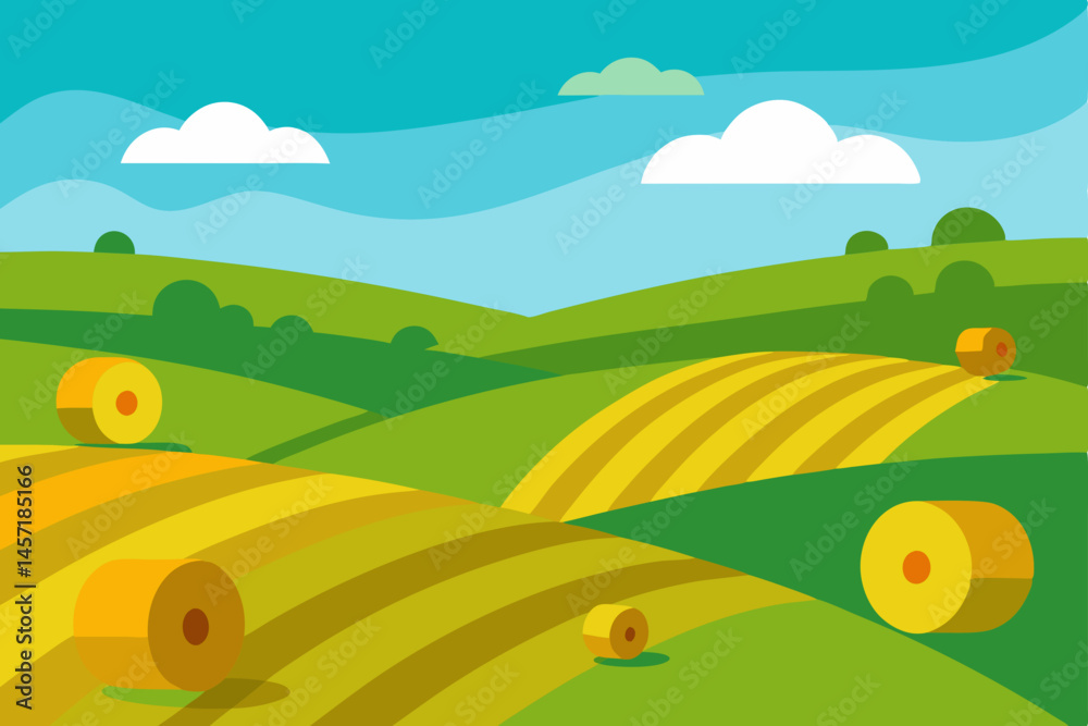 Obraz premium landscape with green field and blue sky