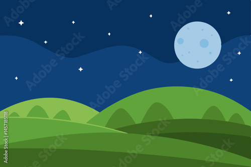 night landscape with moon