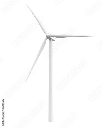 Isolated White Wind Turbine Capturing Renewable Energy on Transparent Background, Symbolizing Eco-Friendly Technology and Sustainability