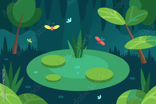 water lilies in the pond