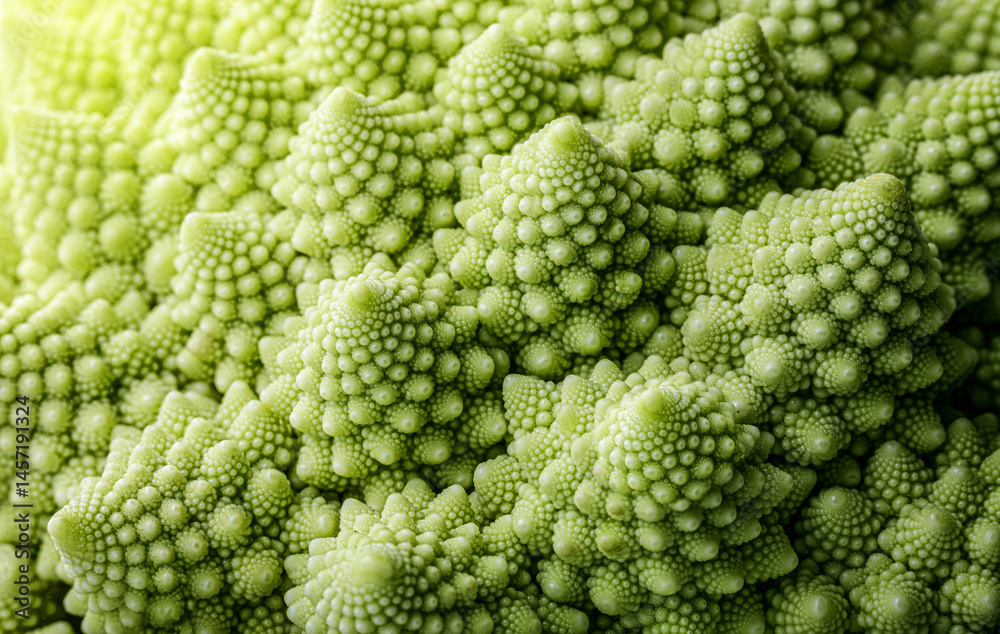 Romanesco cauliflower close-up. Fractal structure on Romanesco broccoli or Roman cauliflower (Brassica oleracea), a variation of cauliflower. Romanesco cauliflower close-up. Fractal structure on Romanesco broccoli or Roman cauliflower (Brassica oleracea), a variation of cauliflower.