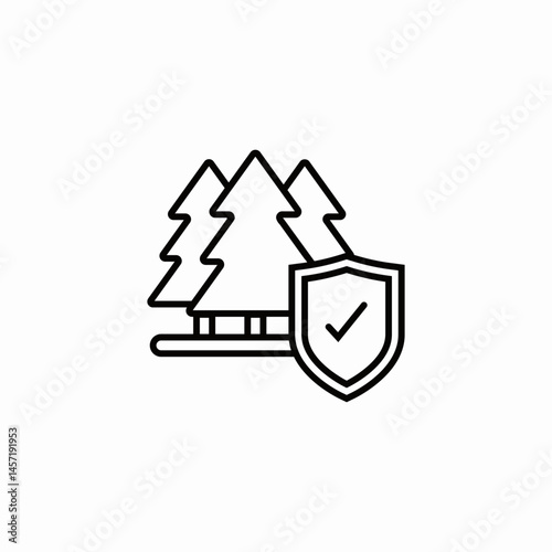 forest trees shield icon sign vector