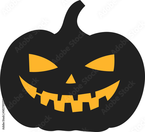 Spooky Jack-o'-Lantern: A black pumpkin carving with a classic eerie grin, perfect for Halloween celebrations and festive decorations.