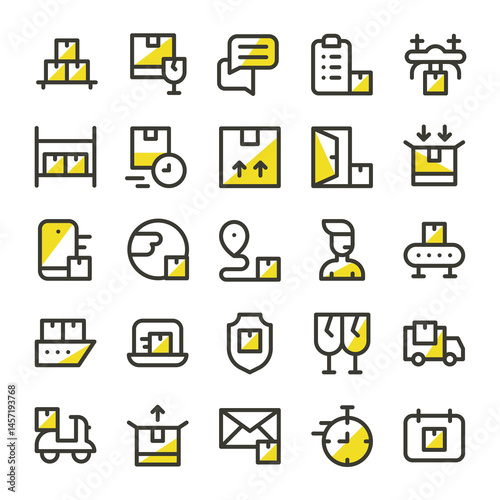 Ultimate Guide to Delivery and Shipping. Icons and Process
