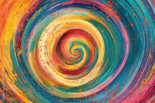 Vibrant Colorful Swirl Art Background With Rainbow Spiral
