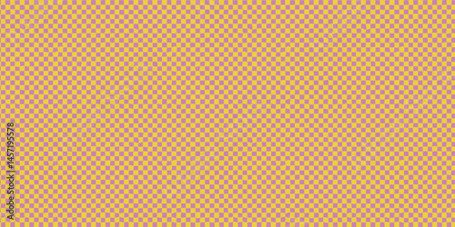 Horizontal seamless pattern background with pink and yellow checker grid. Hand drawn playful texture with irregular squares. Great for textiles, packaging, decor. Drag to swatches panel to use