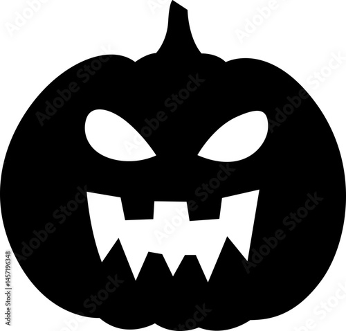 A spooky pumpkin silhouette with triangular teeth, glowing eyes, and a sinister smile. A Halloween classic, perfect for autumn.