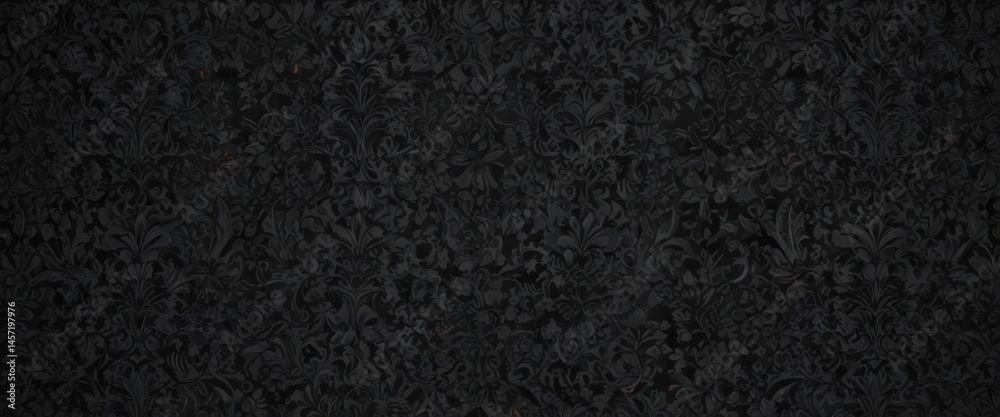 Fototapeta premium Seamless black gothic wallpaper, intricate floral damask pattern , textile, luxury